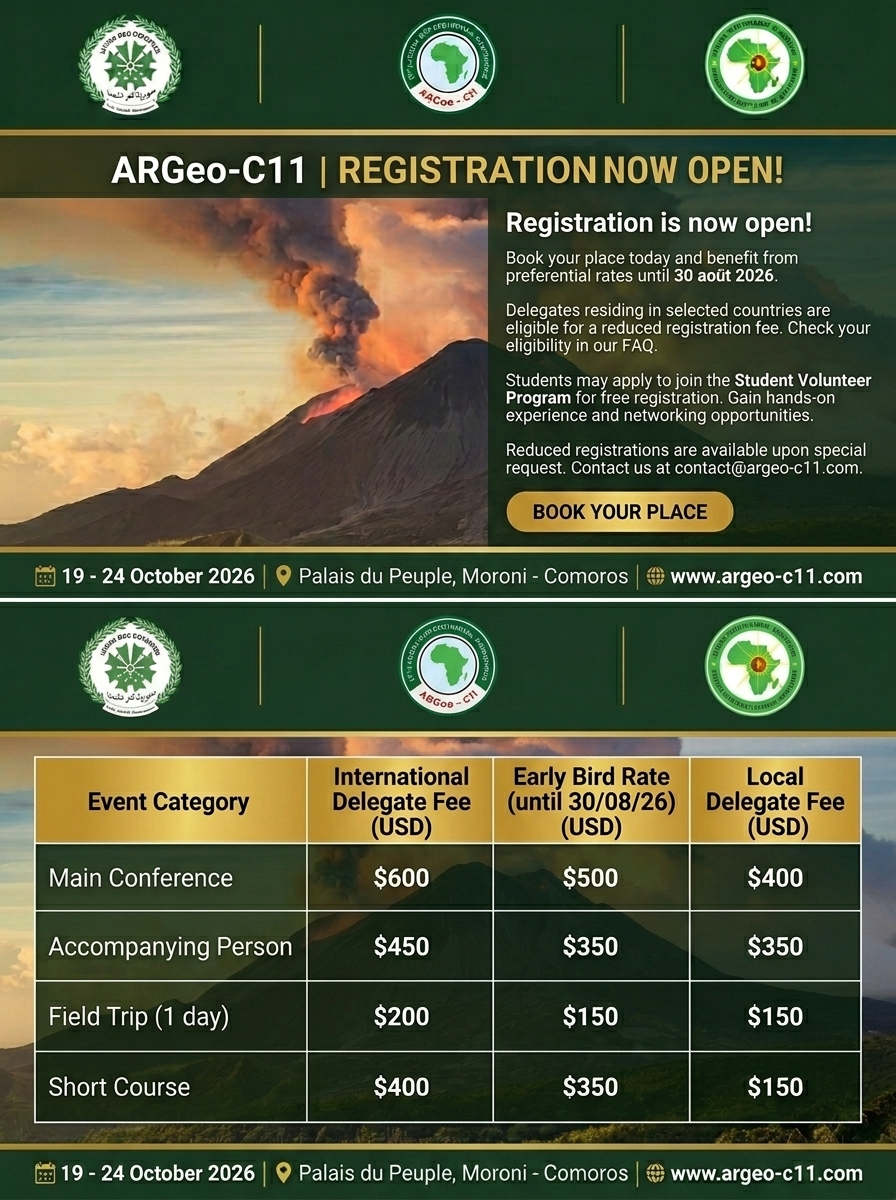 📢 Registration Now Open for ARGeo-C11 in Moroni: Secure Your Spot Today !